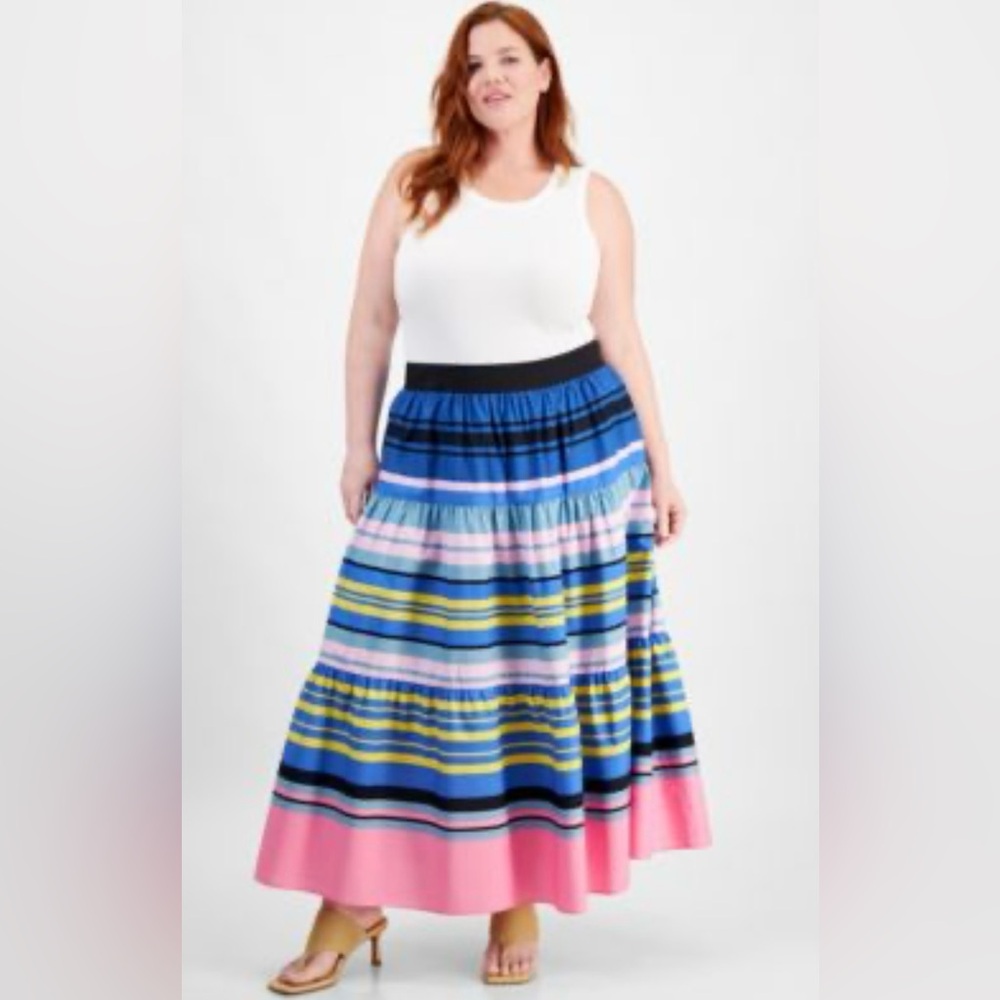 NWT On 34th Size 16 Striped Cotton Skirt